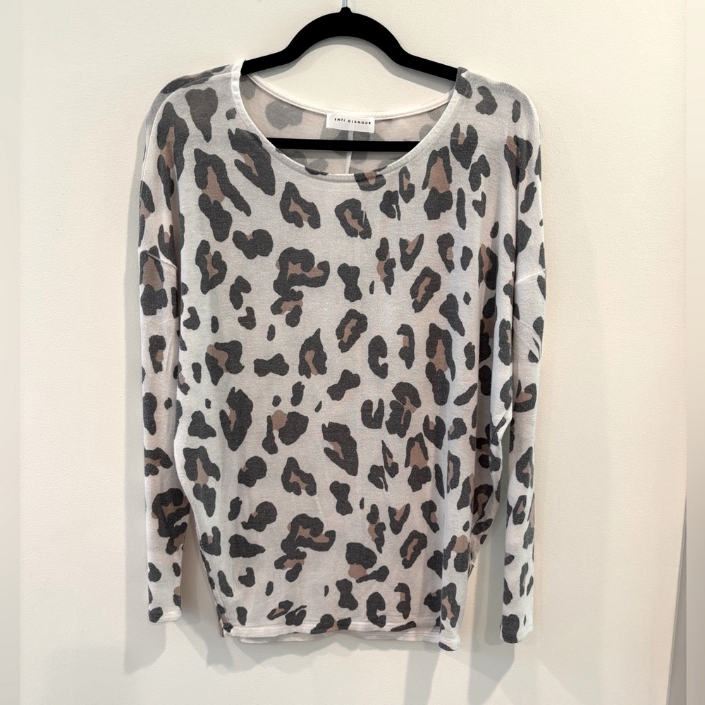 Gray Leopard Print Sweater